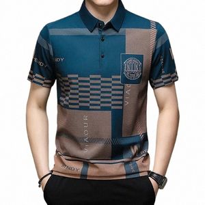 Mannen Polo Busin Casual Zomer Korte Mouwen Tops Patroon Butt T-shirt Losse Kleding Fi Polo T-shirt q5nW #