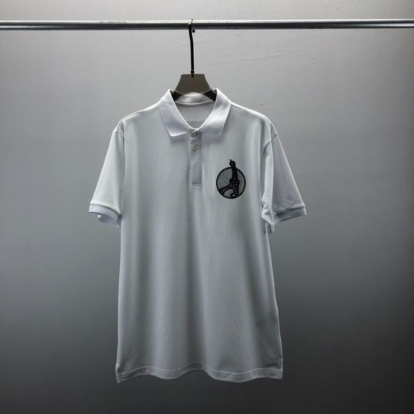 Polo pour hommes Polo de créateur pour la mode masculine Focus Broderie rayée à carreaux Bodybuilding Vêtements d'impression Vêtements T-shirt T-shirt pour hommes noir et blanc # a23