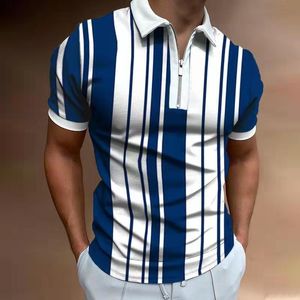 Homme Polo Shirt Imprimer Stripe Couture T-shirt à manches courtes Top Polos