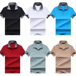 Polos para hombre, camisetas con estampado de letras, manga corta, cuello vuelto, camisas a cuadros para verano, POLOS de lujo, Top para hombre, talla asiática