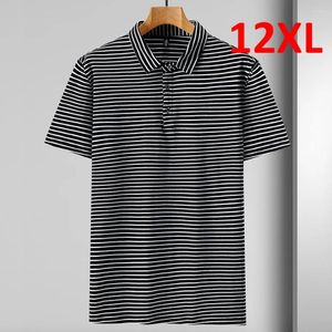Herenpolo's 12xl 10xl plus size streep polo shirt mannen zomer zomerse mouw shirts mannelijk grote katoen