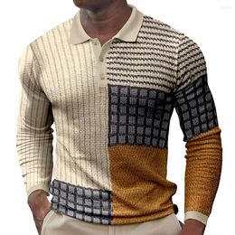 Heren Polos 2022 Fashion Spring heren shirt Turn Down kraag lange mouw slanke casual mannen top voor werk mannelijke pullover tops ropa hombre