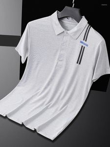 Hommes Polos 2022 haute qualité été chemise affaires décontracté soie Slip revers manches courtes T-shirt taille XXL XXXL