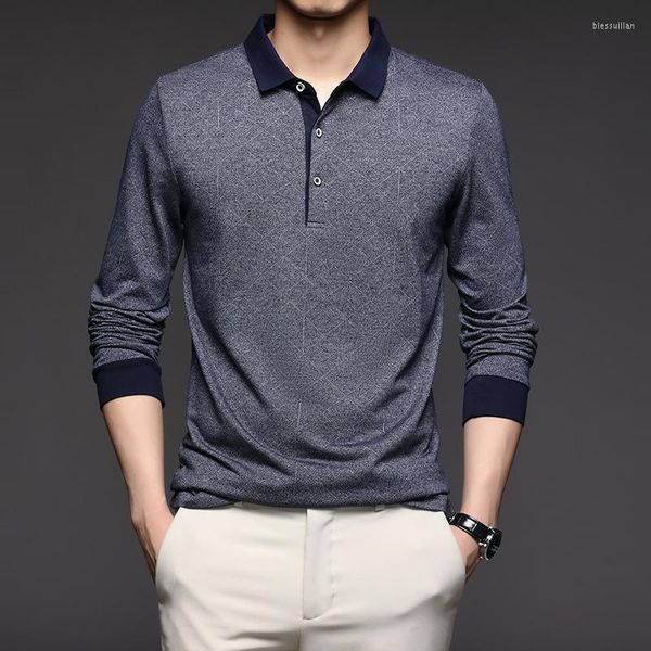 Hommes Polos 2022 hommes chemise Polo T-shirt hommes coréen mode vêtements homme à manches longues coupe décontractée mince homme bouton col hauts
