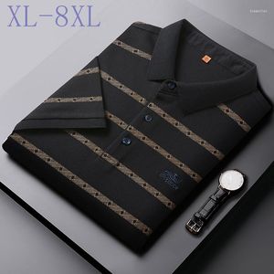 Polos pour hommes 2022 Summer Mens Polo Shirt à manches courtes Business T Stripe Slim Fit surdimensionné 8XL 7XL Casual Mode Hommes Tops