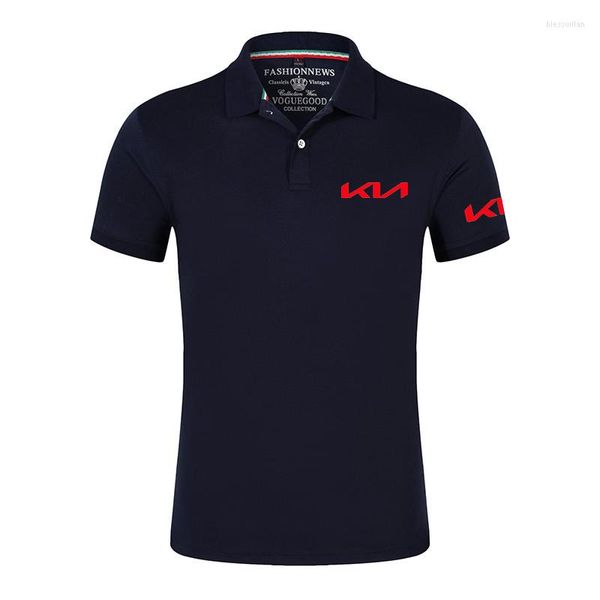 Polos para hombre, camiseta Polo de verano 2022 con estampado de logotipo de Kia Motors, camiseta de Hip Hop de Color informal cómoda de algodón puro a la moda