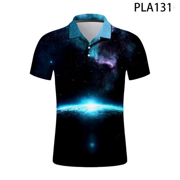 Polos pour hommes 2022 Été Univers 3D Imprimé Hommes Chemise Mode Streetwear Casual Homme Harajuku Manches Courtes Ropa