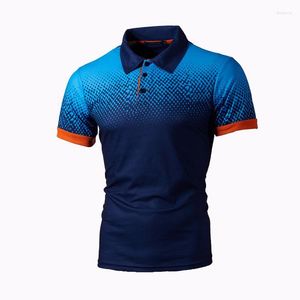 Polos pour hommes 2023 automne dégradé couleur hommes Polo à manches courtes t-shirt respirant Hombre Blouse grande taille 5XL