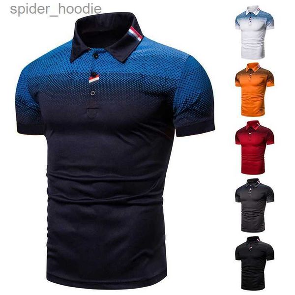 Men's Polos 2023 T-shirt décontracté pour hommes 3D Gradient d'impression numérique Couleur Couleur TEES MEN TEES CHIRTS HOMMES SHEP SHIRTS L231222