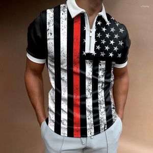Polos pour hommes 2023 vêtements Polo chemise rue mode imprimé décontracté à manches courtes T-shirt revers fermeture éclair balle haut été