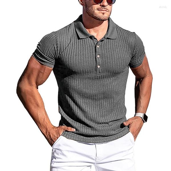 Polos para hombre 2023, Polo europeo de verano para hombre, camisas de manga corta para hombre, camisetas de negocios a la moda para hombre, ropa informal ajustada sólida para hombre