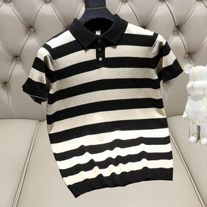 Heren Polo's 2023 Mode Kleding Breien Poloshirt Korte Mouwen Hoge Kwaliteit Ademend Slim Fit Streep Zomer Tees Tops M-4XL