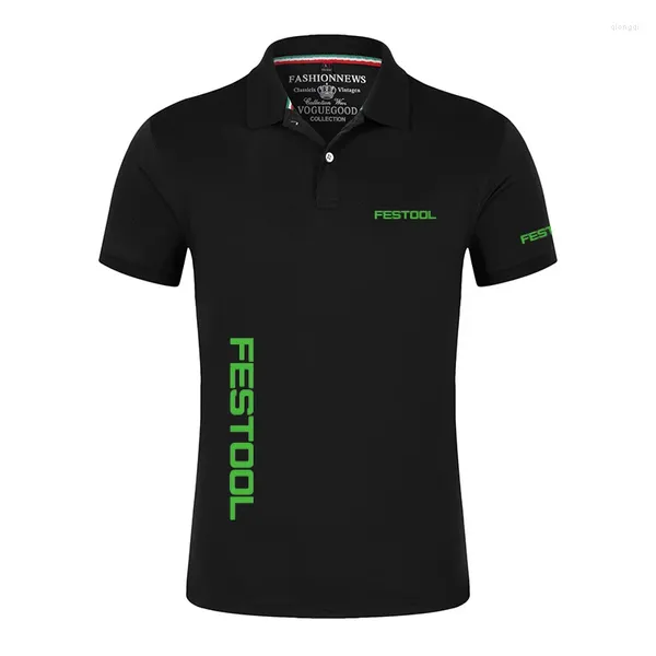 Polos para hombres 2023 Herramientas Festool Impresión Polo de verano Casual Mangas cortas Color sólido Camiseta Hombre Tops clásicos al aire libre Personalizar camiseta