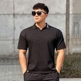 Heren Polo 2023 Mannen Zomer Stijl Revers Polo Shirts Casual Slim Fit Ademend Gym Fitness Gespierde Sport Korte Mouwen t-shirt