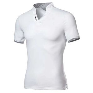 Polo's voor heren 2023 Nieuw modemerk Polo shirt Mens zomer Mandarijn kraag slanke fit solide kleuren knop Breathable Polos Casual Men T -shirt Z240529