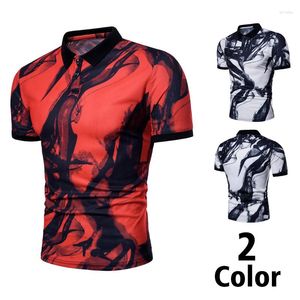 Polos pour hommes 2023 Ouma chinois Feng Shui encre fumée impression à manches courtes revers T-shirt polo hommes chemises