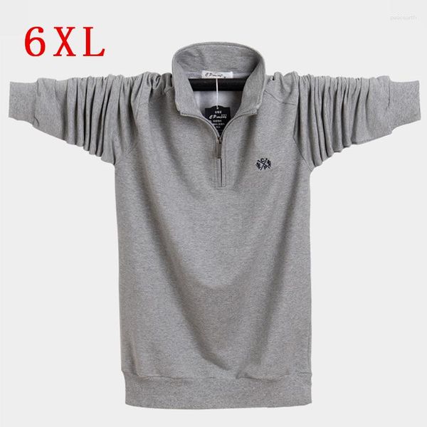 Polos pour hommes 2023 Plus Taille 6XL Casual Zipper Fitness Polo à manches longues Hommes Jersey Solide Hommes T-shirts Fashions Pole