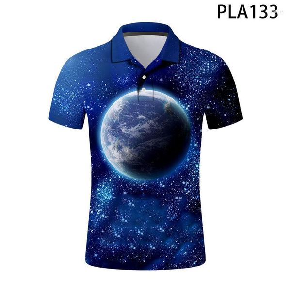 Polos para hombres 2023 Verano Impreso 3D Universo Hombres Polo Camisa Moda Streetwear Casual Homme Harajuku Manga corta Ropa