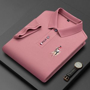 Polos para hombre 2023 chaqueta transpirable de verano de lujo de algodón bordado de negocios de manga corta POLO camisa de solapa de Color sólido informal para hombre 230711