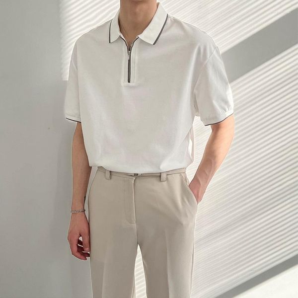 Polos pour hommes 2023 Mode d'été Polo à manches courtes Style coréen T-shirt à revers en vrac Tendance Top élégant