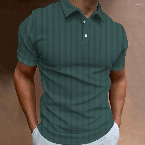 Polos pour hommes 2023 été hauts en maille séchage rapide vêtements Polo 3d imprime rayures Blouse décontracté à manches courtes surdimensionné 5xl T