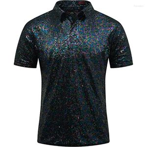 Polos pour hommes 2023 Été Vintage Disco POLO Solide Col Debout Mince Casual Manches Courtes Jeunesse Carnaval Vêtements Burning Man T-shirt