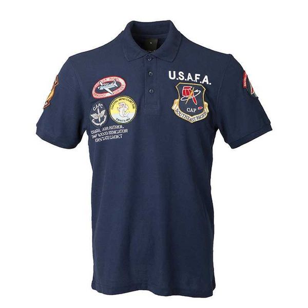 Polos masculine 2023 vintage usafa top fun polo Men de vêtements mascules marques d'été court slve militaire Air Force One Top Gun Army USN MA1 USMC T240506