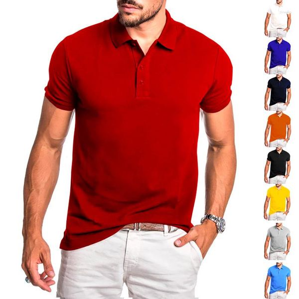 Polos para hombres 2023 algodón Ropa casual Verano Estiramiento Multicolor Tallas grandes Manga corta Poloslim Fit Shirttshirt Top