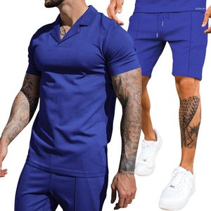 Polos para hombre 2023summer Wafflevcollarpolopolo pantalones cortos de manga corta conjunto deportivo informal de moda