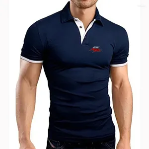 Polos pour hommes 2024 Africa Twin CRF 1000L Logo Imprimer Summer Col Polo Coton Polo Couleur Solide Mode Casual Tops à manches courtes