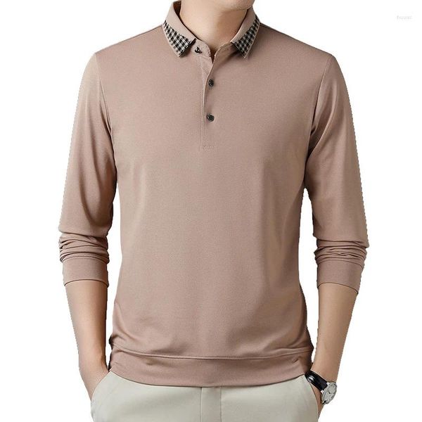 Polos pour hommes 2024 Automne Mode Casual Polo Chemise à manches longues Business Daily Top 6 couleurs