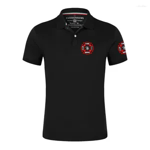 Polos masculin 2024 Cotton Men de pompier de secours de pompier l'équipe de sauvetage à manches courtes Polo Coumure de contraste d'été Streetwear Casual Fashion