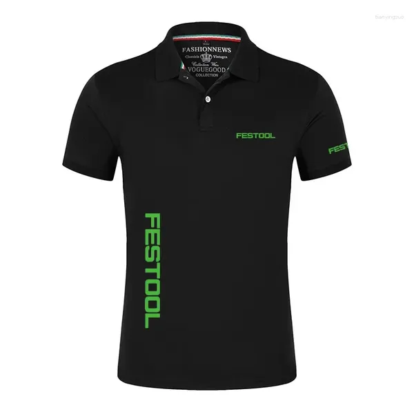 Polos masculins 2024 Festool Tools Shirts d'été imprimées manches courtes classiques coton décontracté.