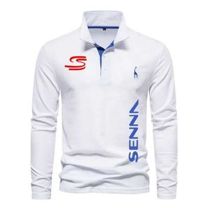Heren Polos 2024 Leisure Sports Mens Shirt Eaton Senna Ademend Fashion Embryo Design lange mouwen Q240508