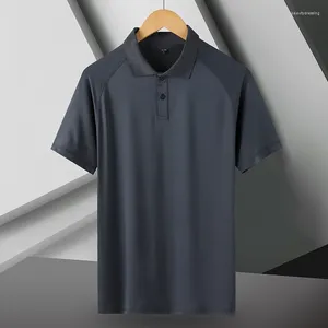Polos pour hommes 2024 luxe glace soie tracless élastique à manches courtes T-shirt été haut de gamme marque mode affaires Polo chemise