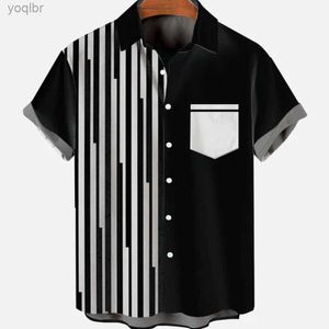 Heren PoloS 2024 Mens kleurrijk contrast gewone compressie casual heren sociaal shirt patchwork patroon graffiti elegante mouwen oversized y2kl2405