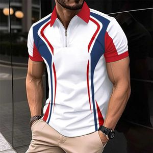 Polos masculin 2024 Nouveau homme à manches courtes Polo à manches à manches courtes Ultra Fit Top Stripe Imprime Vêtements Street Casual Mens Breathable Mens Clothingl2405