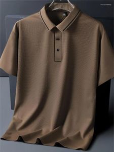 Polos masculin 2024 Plus taille 8xl 7xl Soix de glace haut de gamme T-shirt à manches courtes Polo Coll Collier Couleur solide Sécheur