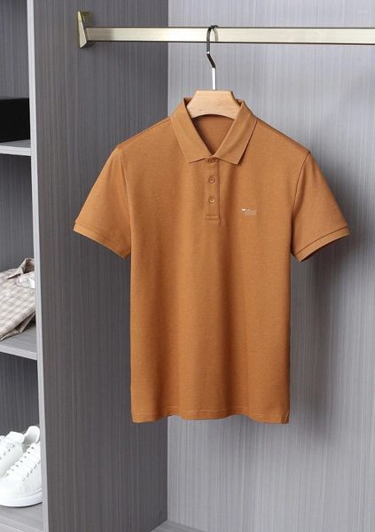 Men's Polos 2024 Sijitongda Shirt Silk Men Summer Summer Sleeve Breathable Thin Brodery Quality Big Taille S-xxl