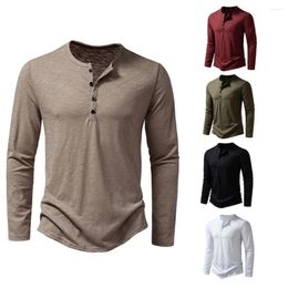 Polos pour hommes 2024 Printemps Mode Kong Manches Casual Polyvalent T-shirt Bambou Noeud Coton Col Henry Polo Chemise