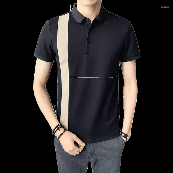 Polos para hombres 2024 Moda de verano Color a juego Estilo coreano Camisa de polo de manga corta delgada y atractiva