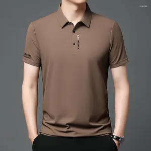 Heren Polos 2024 Zomer Waffle Polo kraag Solid kleur Midden Jeugd mode veelzijdig los ademende shirt