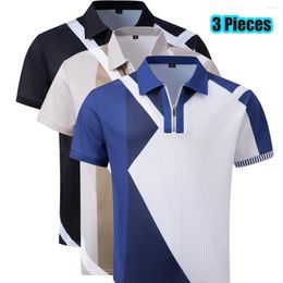 Heren polos 3 stuks camisa informele de negocios para hombre deportiva moda camiseta manga corta con cuello tipo pol