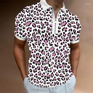 Polos pour hommes motif 3D Polos été fermeture éclair chemise à manches courtes col rabattu t-shirt style décontracté Ropa Hombre Camisa Masculina