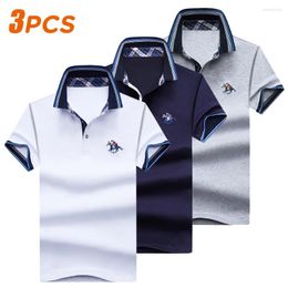 Heren Polos 3pcs/Lot Men 2023 Summer Classic Business Casual Cotton Polo Shirts Fashion Embroidery Short Sleeve Tops Tees