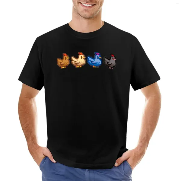 Polos para hombres 4 gallinas camiseta de Stardew Valley más tamaños Topes Tops Camas de entrenamiento de ropa de verano para hombres