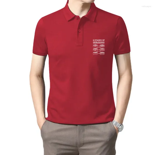 Polos pour hommes 6 étapes de débogage anniversaire drôle unisexe graphique à manches courtes t-shirts programmation ingénieur en informatique polo t-shirt