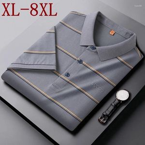 Polos pour hommes 7XL 8XL 6XL 2023 Summer Top Qualité Business Chemises à rayures pour hommes à manches courtes en vrac Polo pour hommes Casual T-shirts masculins