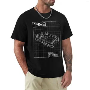 Polos pour hommes Console de poche 8 bits Schéma technique Blueprint Retro Old School Jeu vidéo T-shirt Vêtements esthétiques Chemises d'entraînement pour hommes