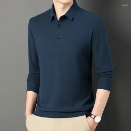 Polos pour hommes 8 couleurs! 2024 Polo Sweat-shirt en peluche gaufré solide décontracté chaud t-shirt à manches longues